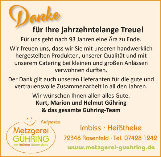 Danke für Ihre jahrzehntelange Treue!